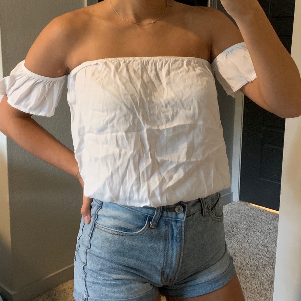 Brandy Melville White Off the Shoulder Becca Top
